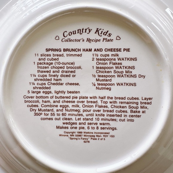 Vintage 1989 Country Kids “Spring Fancy” Pie Dish - Picture 5 of 5